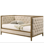 Lit de repos capitonné avec garniture en bois, taille double