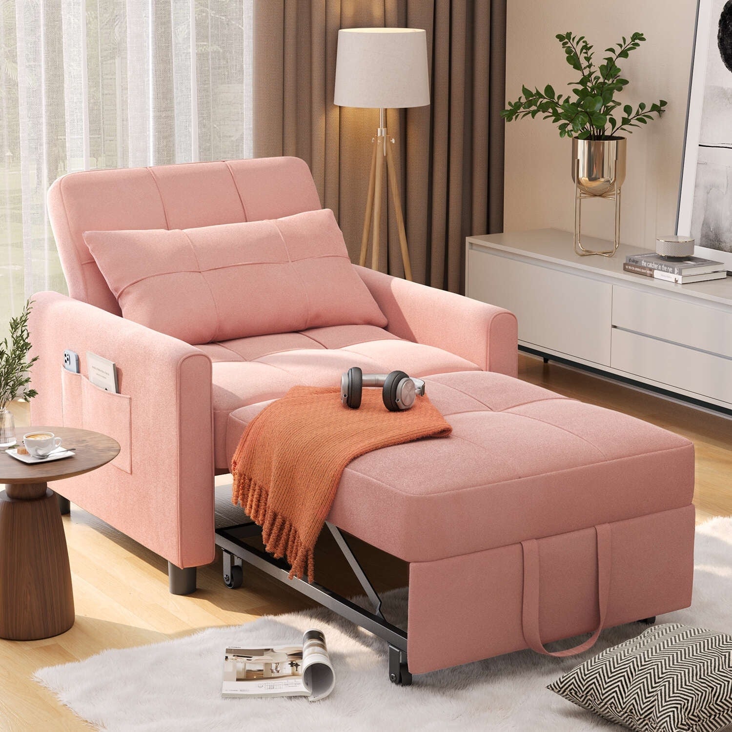 Canapé-lit convertible 3-en-1, Canapé-chaise dépliable, Lit pliant convertible pour salon