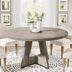 Table à manger ronde de 120 cm pour 4 personnes, table de salle à manger/cuisine/salon en bois style ferme