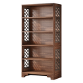 Étagère Mid-Century 6 Niveaux Marron Vintage avec Design en X