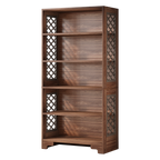 Étagère Mid-Century 6 Niveaux Marron Vintage avec Design en X