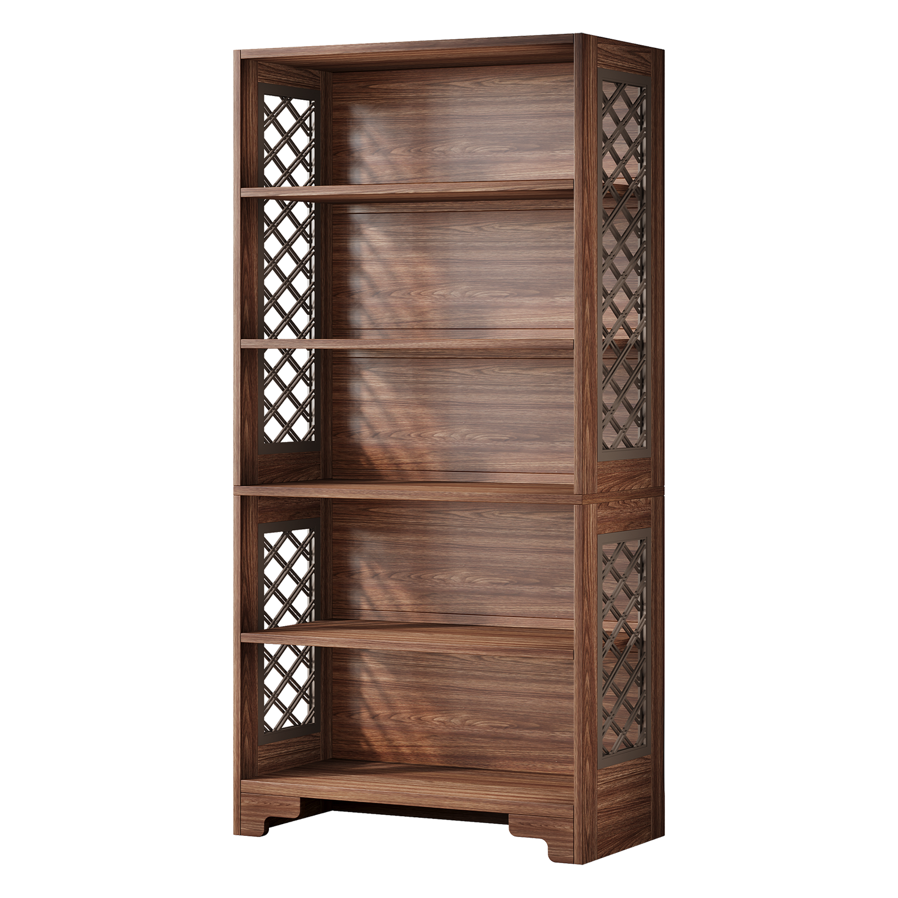 Étagère Mid-Century 6 Niveaux Marron Vintage avec Design en X