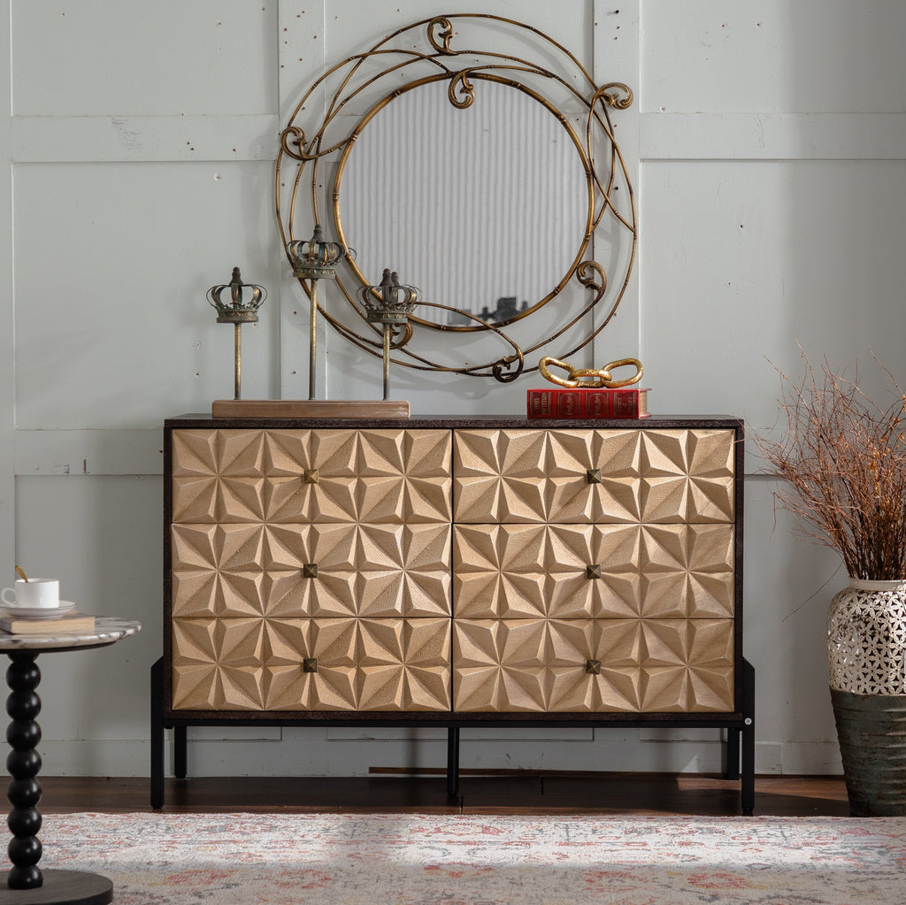 Commode Diamant Géométrique 3D Mid-Century Moderne