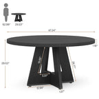 Table à manger ronde de 120 cm pour 4 personnes, table de salle à manger/cuisine/salon en bois style ferme