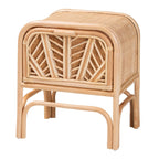Table de chevet 1 tiroir en rotin avec détails tressés