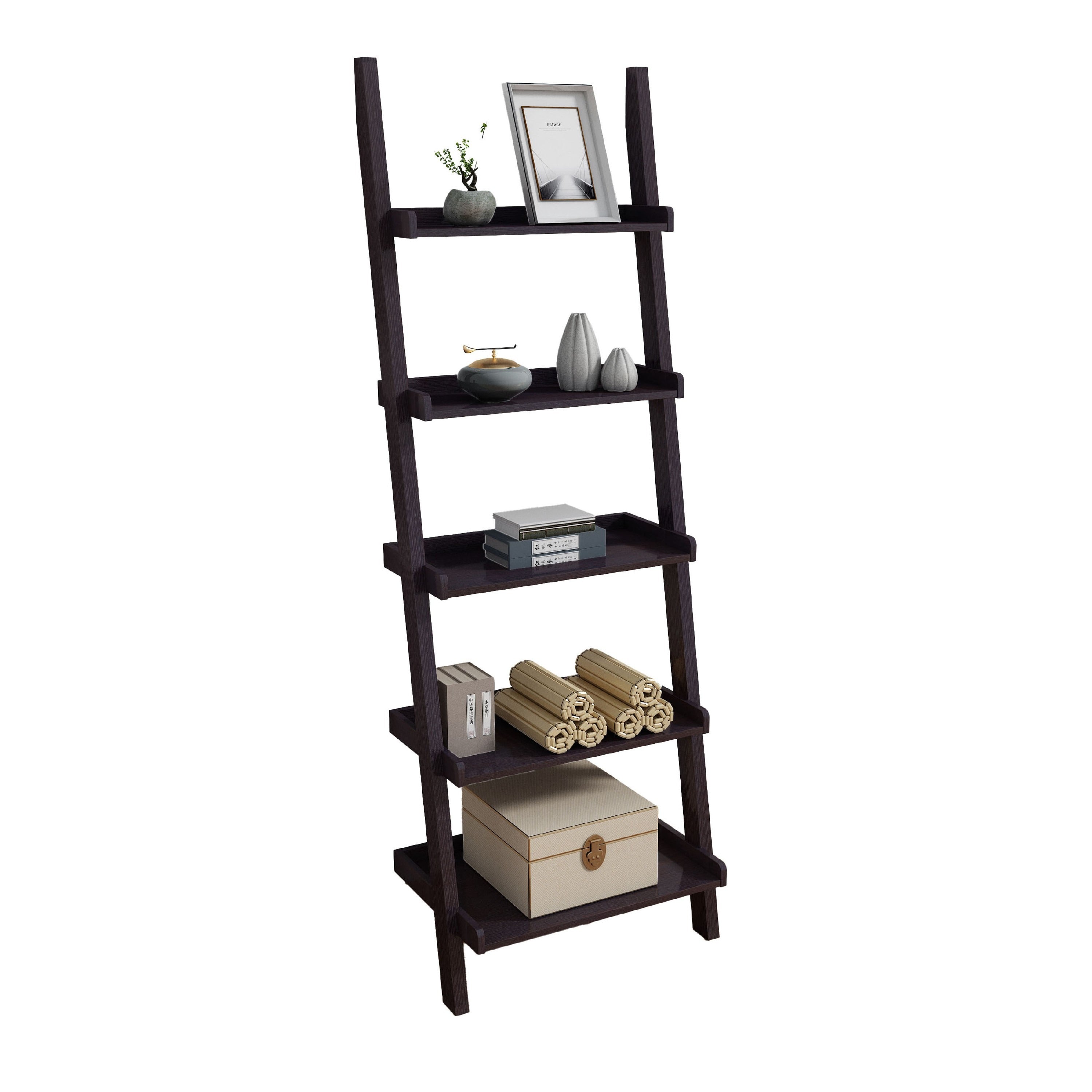 Bibliothèque échelle Accent à 5 tablettes, 72 po, brun cacao rouge