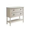Commode d'appoint à 2 tiroirs avec pieds tournés et étagère inférieure