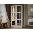 Armoire urbaine à 2 portes 100 % en bois massif avec portes pleines et portes miroir