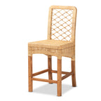 Tabouret de comptoir en rotin et bois d'acajou