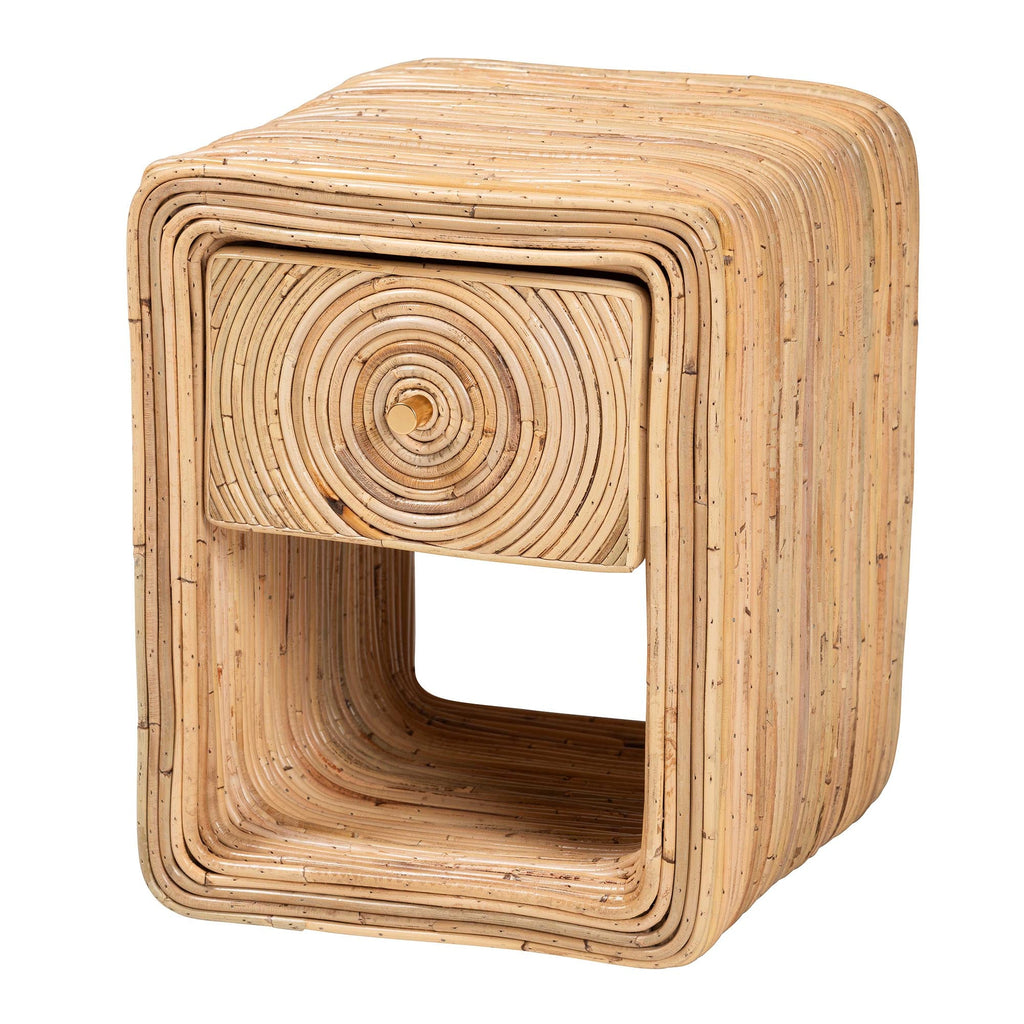 Table de chevet en rotin à 1 tiroir avec étagère ouverte