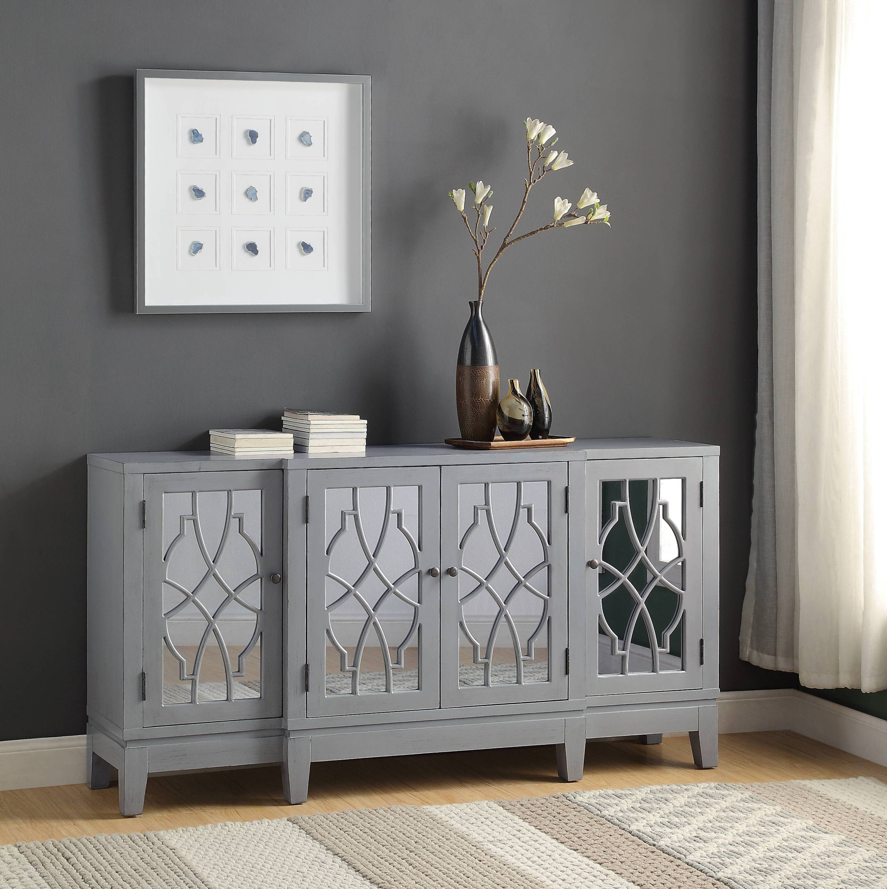 Meuble console au fini gris antique