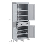 Meuble de rangement de cuisine autoportant traditionnel de 72 pouces avec 4 portes et 3 étagères réglables, grand tiroir central
