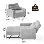 Canapé-lit convertible 3-en-1, Canapé-chaise dépliable, Lit pliant convertible pour salon