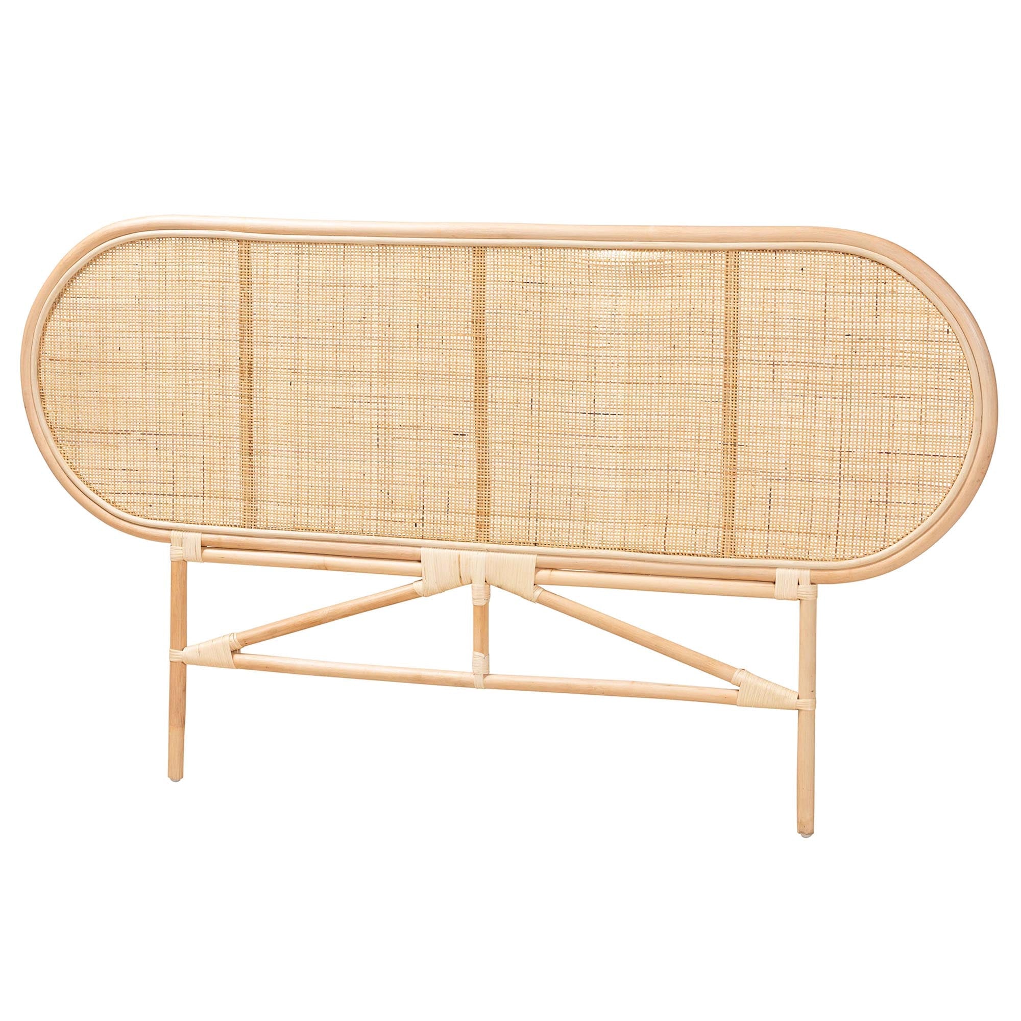 Tête de lit autonome Queen Size en rotin naturel brun, style bohème moderne