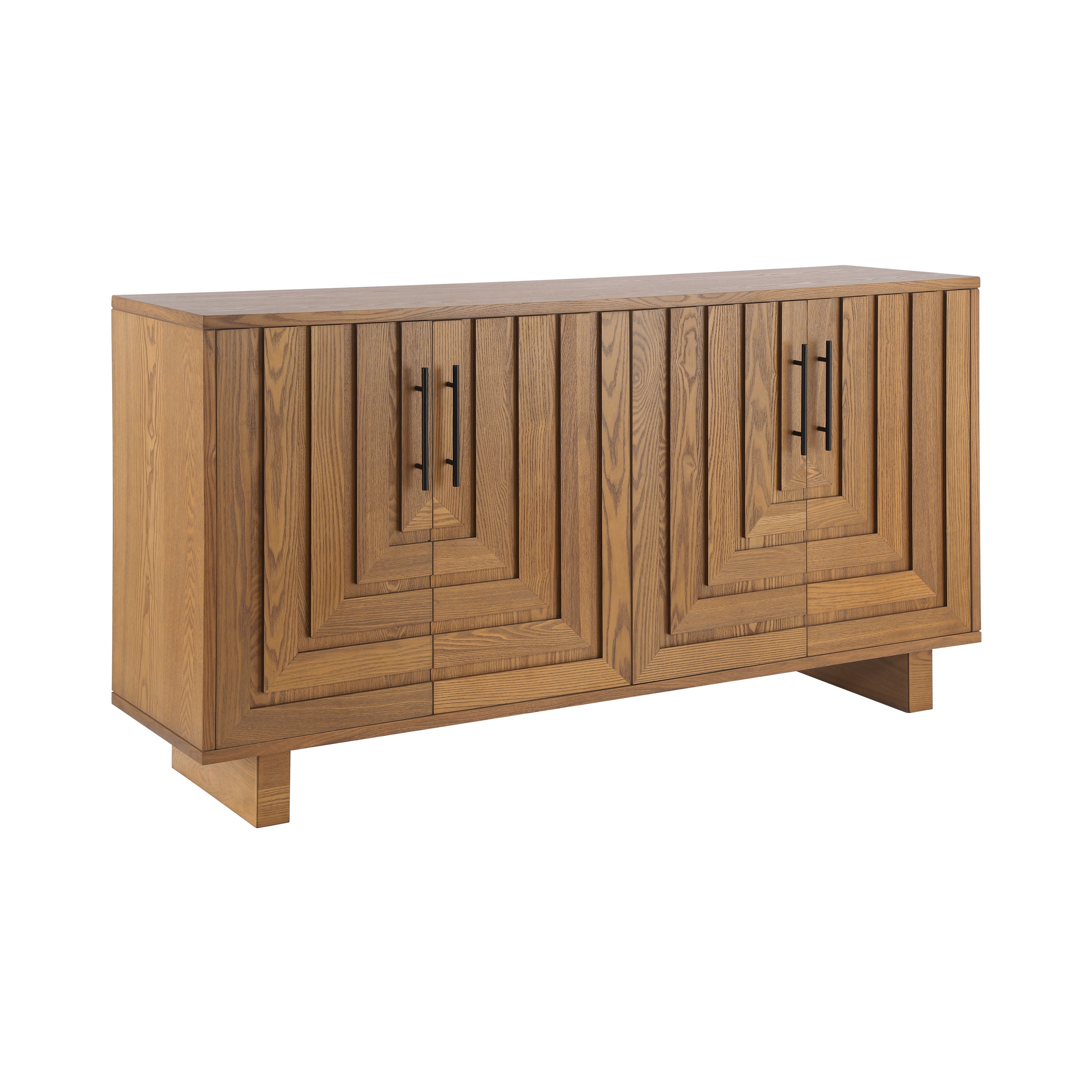 Buffet bas moderne avec 4 portes et poignées métalliques