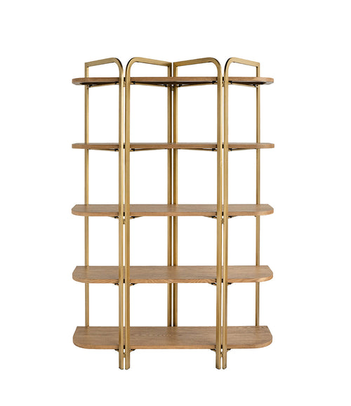 4-Meuble de rangement à cinq niveaux en bois avec placage en frêne et structure en fer festonné