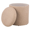 Pouffe de rangement en tissu tissé à carreaux naturel