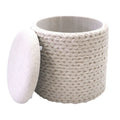 Pouf de rangement en tissu tressé à la main, couleur ivoire