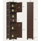 Meuble de Salle de Bain Haut de 170 cm, Colonne de Rangement Étroite avec 2 Portes et Tiroir
