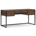 Bureau industriel en bois d'acacia massif avec 3 tiroirs et tablette coulissante pour clavier