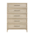 Commode haute à 5 tiroirs en placage de chêne avec assemblages à queue d'aronde