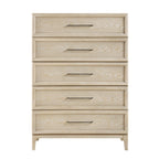 Commode haute à 5 tiroirs en placage de chêne avec assemblages à queue d'aronde