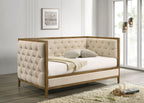 Lit de repos capitonné avec garniture en bois, taille double