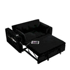Canapé-lit gigogne 54 po, canapé-lit inclinable 2 places avec rangement, oreiller lombaire, prise USB