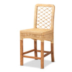Tabouret de comptoir en rotin et bois d'acajou