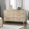 Commode large à 6 tiroirs en placage de chêne avec glissières à billes