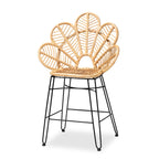 Tabouret de comptoir en métal avec dossier en rotin style bohème moderne