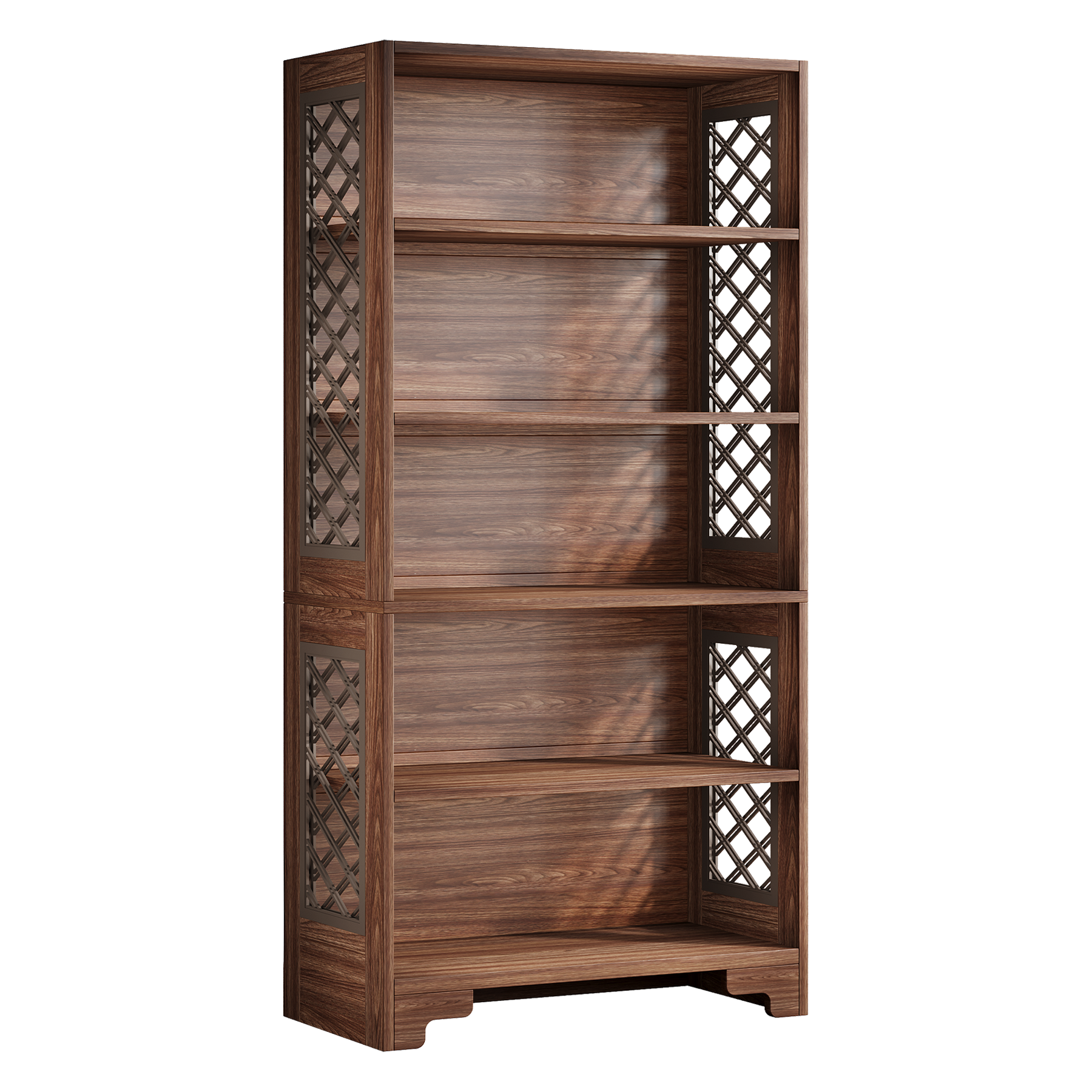 Étagère Mid-Century 6 Niveaux Marron Vintage avec Design en X