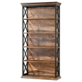 Étagère à 6 niveaux marron et noire de style industriel avec motif en X