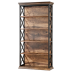Étagère à 6 niveaux marron et noire de style industriel avec motif en X