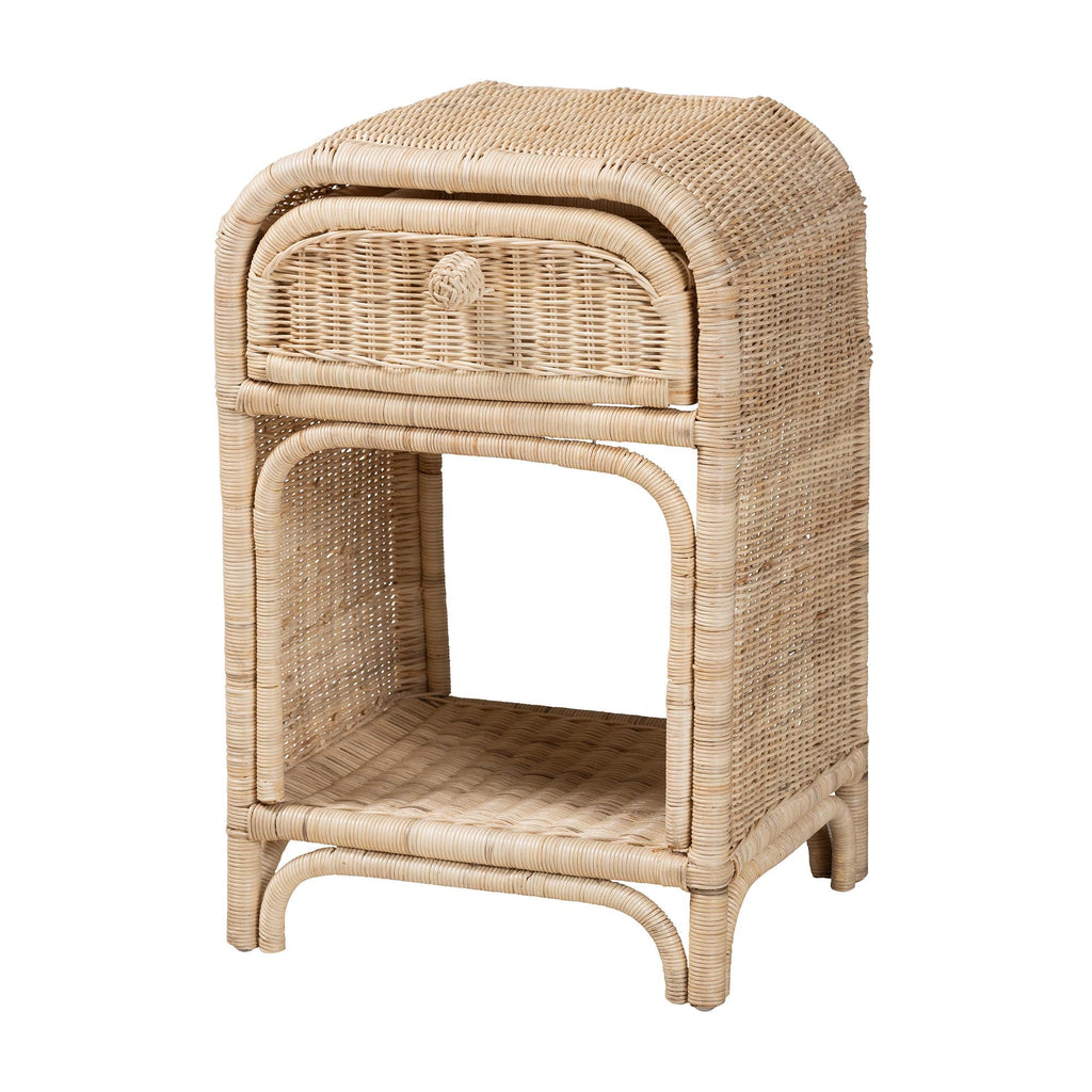 Table de chevet 1 tiroir en rotin