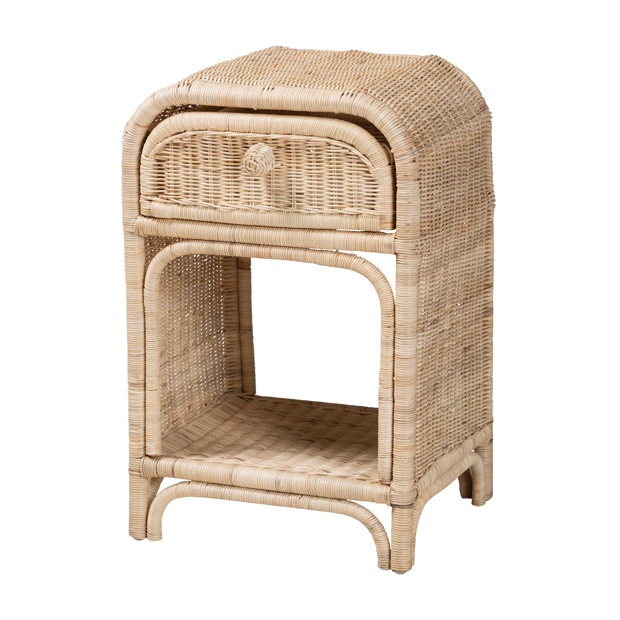 Table de chevet 1 tiroir en rotin